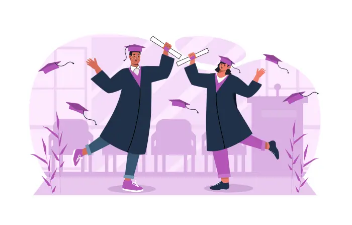 Graduation Celebration Flat Style Illustration image